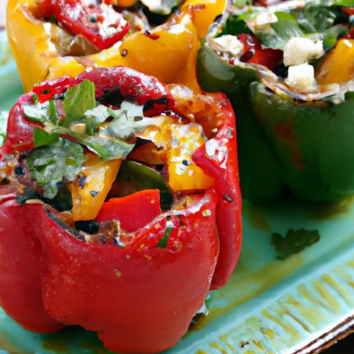 veggie and feta stuffed peppers