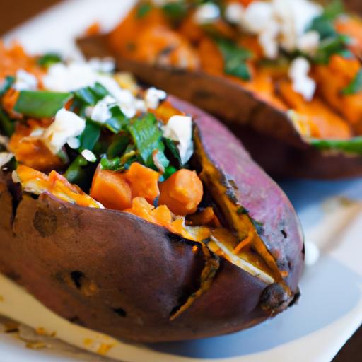 Veggie and Feta Stuffed Sweet Potato