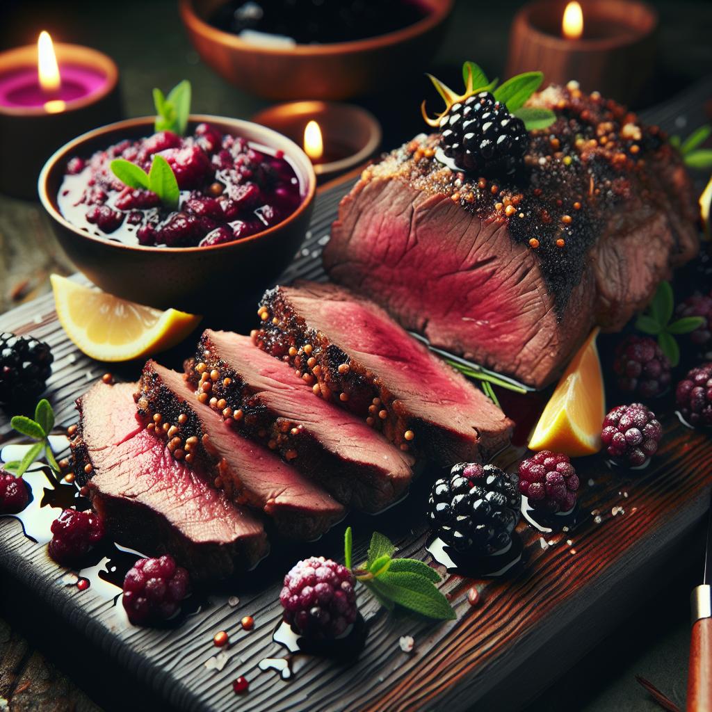 Venison Loin with Blackberry Compote