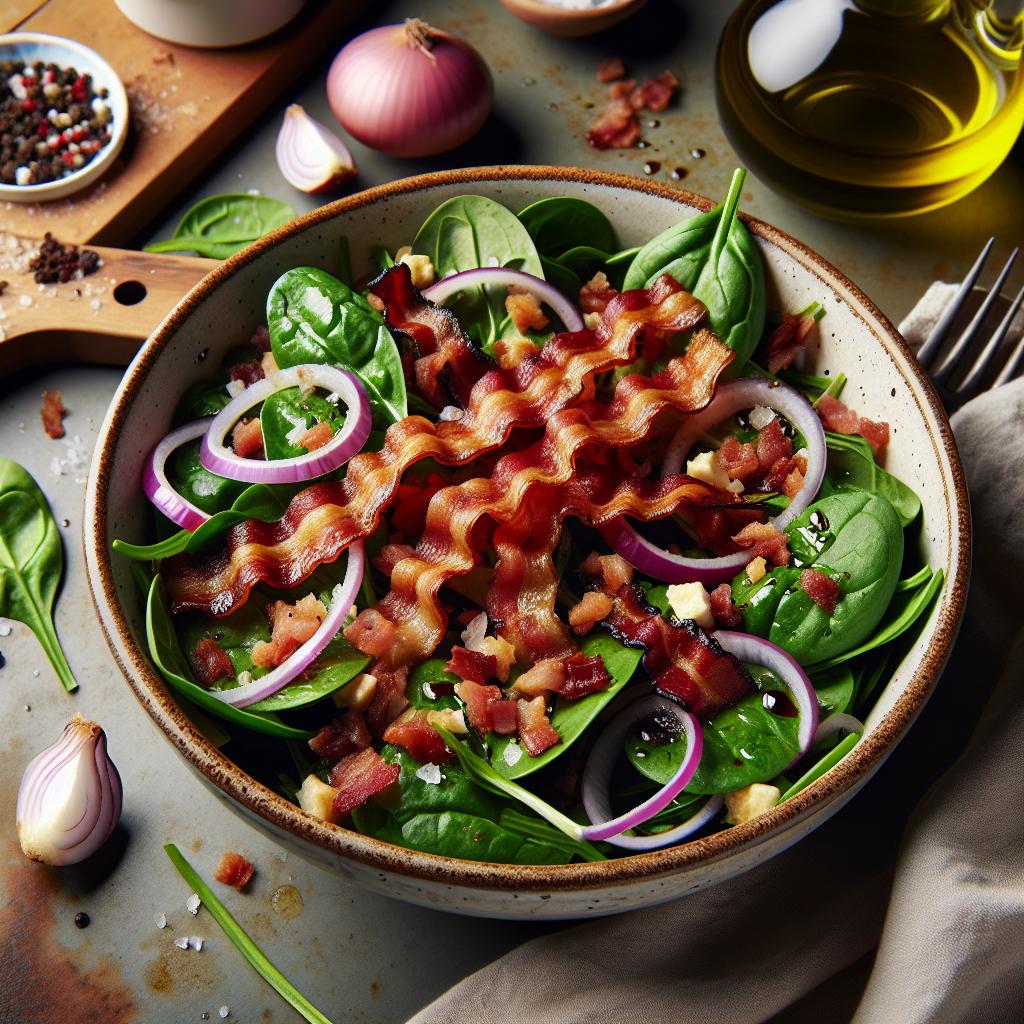 warm bacon, onion, and spinach salad