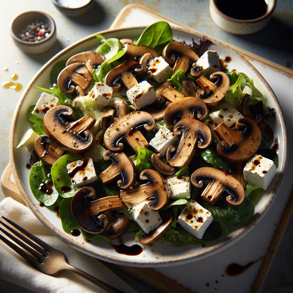 warm mushroom and goat cheese salad