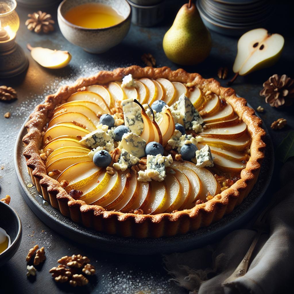 Warm Pear and Roquefort Tart