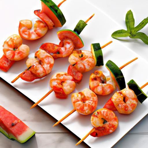 watermelon and shrimp skewers