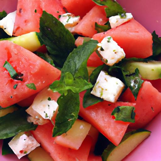 Watermelon Cucumber and Feta Salad