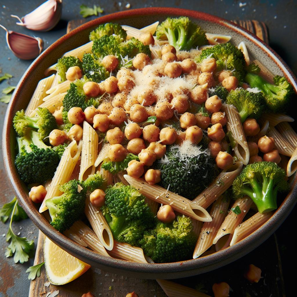 Whole Wheat Penne with Broccoli and Chickpeas