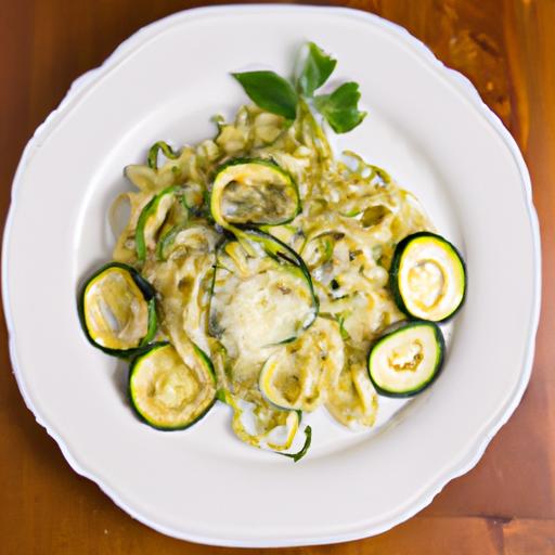 Zucchini and Garlic Fettuccine Alfredo