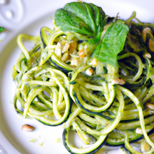 zucchini noodles with pesto